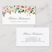 Carte De Visite Le rose argenté élégant d'aquarelle rougissent (Devant / Derrière)