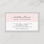 Carte De Visite Le rose de calligraphie moderne et gris-clair en (Dos)