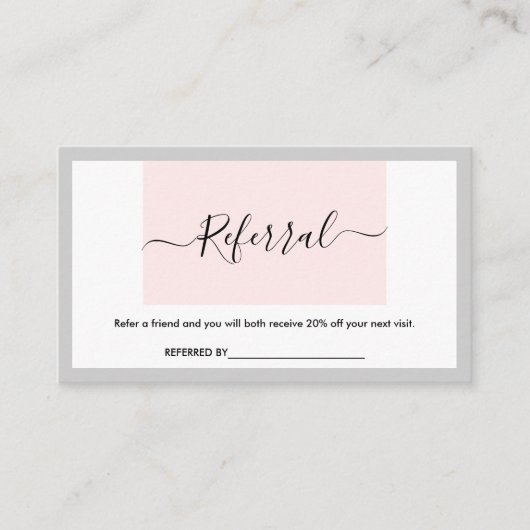 Carte De Visite Le rose de calligraphie moderne et gris-clair en (Devant)