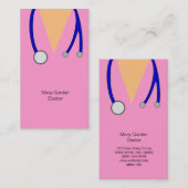 Carte De Visite Le rose drôle frotte et le médecin de stéthoscope (Devant / Derrière)