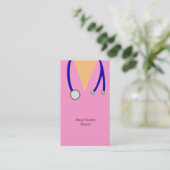 Carte De Visite Le rose drôle frotte et le médecin de stéthoscope (Debout devant)