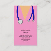 Carte De Visite Le rose drôle frotte et le médecin de stéthoscope (Dos)