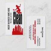 Carte De Visite Le rouge de noir de service de nettoyage (Devant / Derrière)