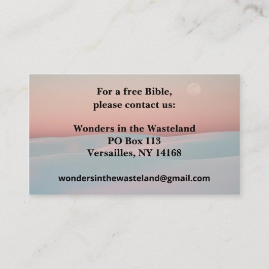 Carte De Visite Le salut simple comme ABC évangile chrétien Outrea (Dos)