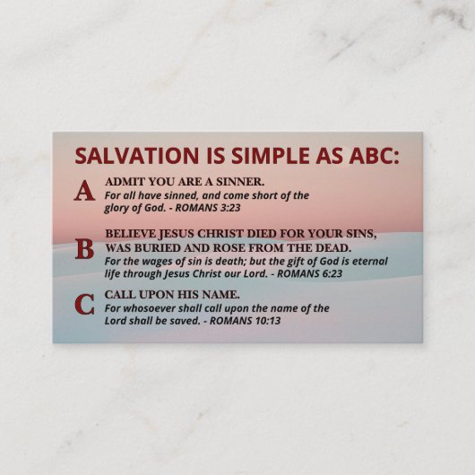 Carte De Visite Le salut simple comme ABC évangile chrétien Outrea (Devant)