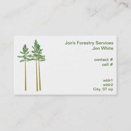 Carte De Visite Le sawtimber trois a classé des pins (Devant)