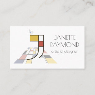 Carte De Visite Le style néoplasticisme art monogramme. Lettre J