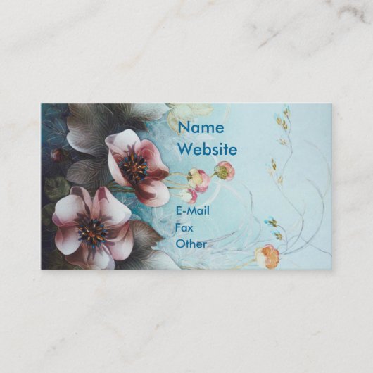 Carte De Visite Le textile conçoit les fleurs roses (Devant)