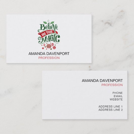 Carte De Visite Le Typographe du Magic Christmas (Devant / Derrière)