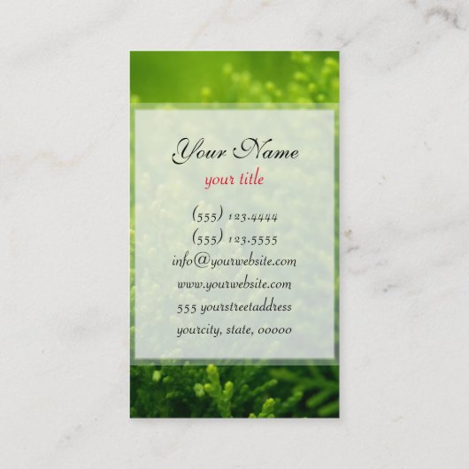 Carte De Visite Le vert laisse l'arrière - plan (Dos)