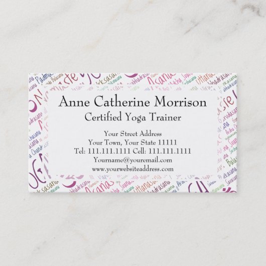 Carte De Visite Le yoga pourpre élégant place le motif de nuage de (Devant)