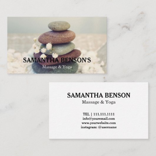Carte De Visite Le zen lapide le thérapeute de massage (Devant / Derrière)