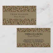 Carte De Visite Leaf Berry Classique Colorful Art Motif (Devant / Derrière)