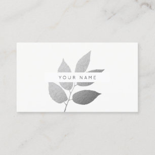 Carte De Visite Leaf Laurel Eco Botanique Argent gris blanc