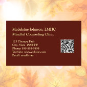 Carte De Visite Leaf Pattern Psychologist  Counselor QR Code