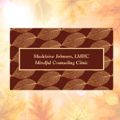 Carte De Visite Leaf Pattern Psychologist  Counselor QR Code