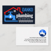 Carte De Visite Leaking Blue Faucet Under Building (Devant / Derrière)