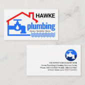 Carte De Visite Leaking Blue Faucet Under Home (Devant / Derrière)