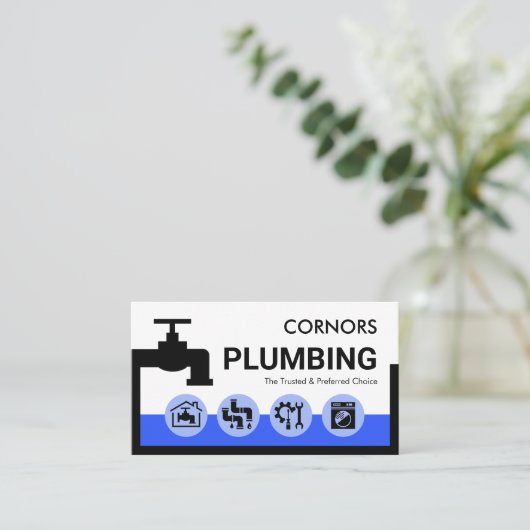 Carte De Visite Leaking Faucet Blue Water Frame (Debout devant)