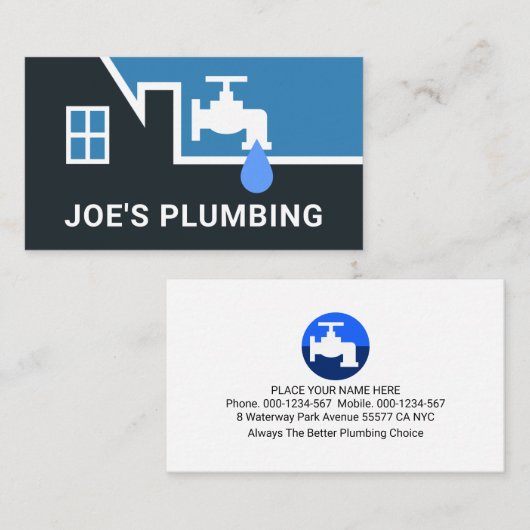 Carte De Visite Leaking Faucet On White Building Frame (Devant / Derrière)