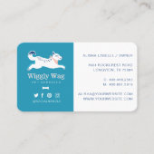 Carte De Visite Leaping Chien Floral Botanical Blue Animaux Servic (Devant)