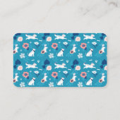 Carte De Visite Leaping Chien Floral Botanical Blue Animaux Servic (Dos)