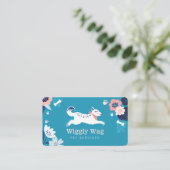 Carte De Visite Leaping Chien Floral Botanical Blue Animaux Servic (Debout devant)