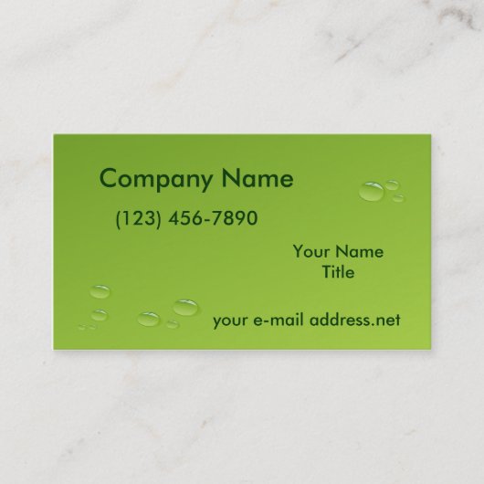 Carte De Visite L'eau moderne tombe Vert clair (Devant)