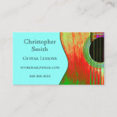 Carte De Visite Leçons Abstraites turquoises de guitare rouge et v (Devant)