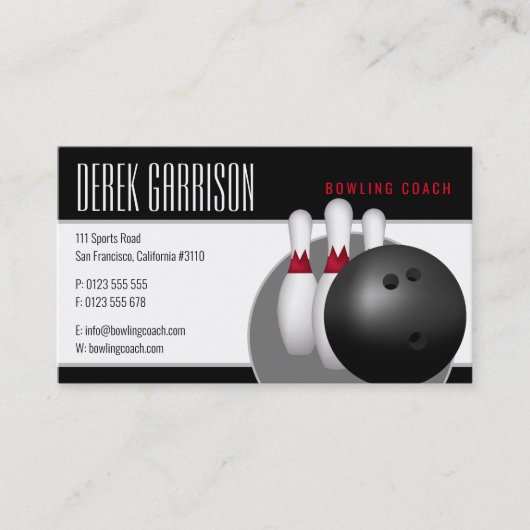 Carte De Visite Leçons de bowling pour débutants | Professionnel (Devant)