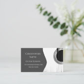 Carte De Visite Leçons de guitare musicale QR Code gris moderne (Debout devant)