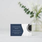 Carte De Visite Leçons de guitare musicale QR Code Marine Bleu (Debout devant)