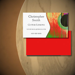 Carte De Visite Leçons de guitare musicale rouge et verte Abstrait