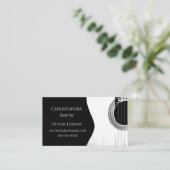 Carte De Visite Leçons de guitare QR Code musique noir blanc (Debout devant)