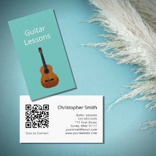 Carte De Visite Leçons de guitare tendance QR code Musique Enseign