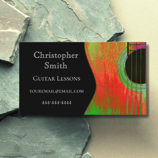 Carte De Visite Leçons de musique de guitare Noir moderne