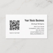 Carte De Visite Leçons de musique Simple Treble Clef QR code noir (Dos)