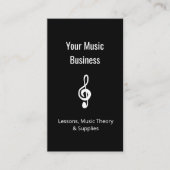 Carte De Visite Leçons de musique Simple Treble Clef QR code noir (Devant)