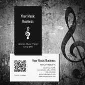 Carte De Visite Leçons de musique Simple Treble Clef QR code noir