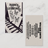 Carte De Visite Leçons de piano moderne avec papillons (Devant / Derrière)