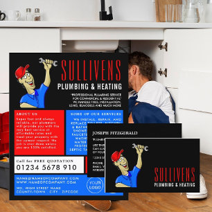 Carte De Visite Lecteur de dessin, plombier, plomberie