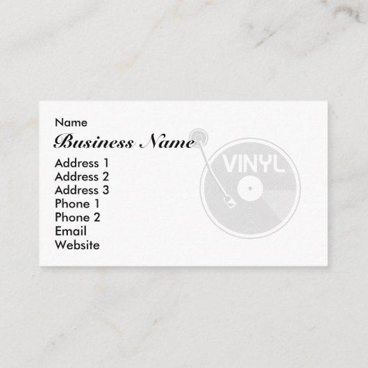 Carte De Visite Lecteur de disques Turtable Rock et rouleau disque (Dos)