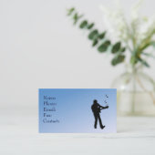 Carte De Visite Lecteur de guitare bleu (Debout devant)
