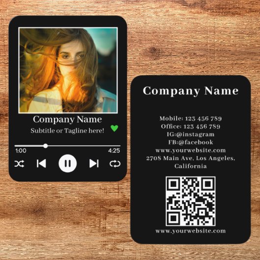Carte De Visite Lecteur de musique QR Code moderne Chanson Playlis