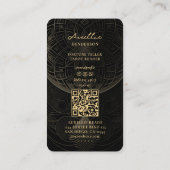 Carte De Visite Lecteur de Tarot Psychic Elegant Noir Mandala Or (Dos)