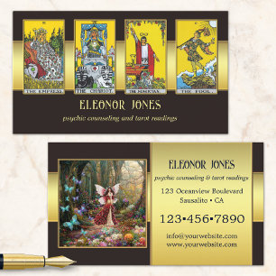 Carte De Visite Lecteur de tarot psychique en or noir Photo Entrep
