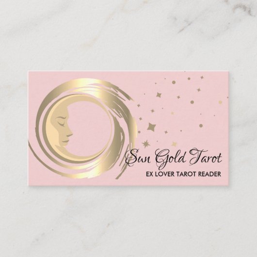 Carte De Visite Lecteur de Tarot rose Stars Lune Soleil Céleste (Devant)