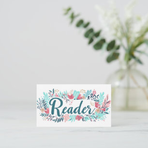 Carte De Visite Lecteur Fleurs colorées Slogan