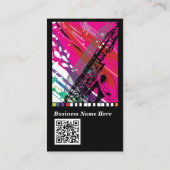 Carte De Visite Lecteur saxophone - Dessin Abstrait Cool - Code QR (Dos)