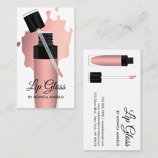 Carte De Visite Lecteurs brillants à lèvre dorée Rose moderne tend (Devant / Derrière)